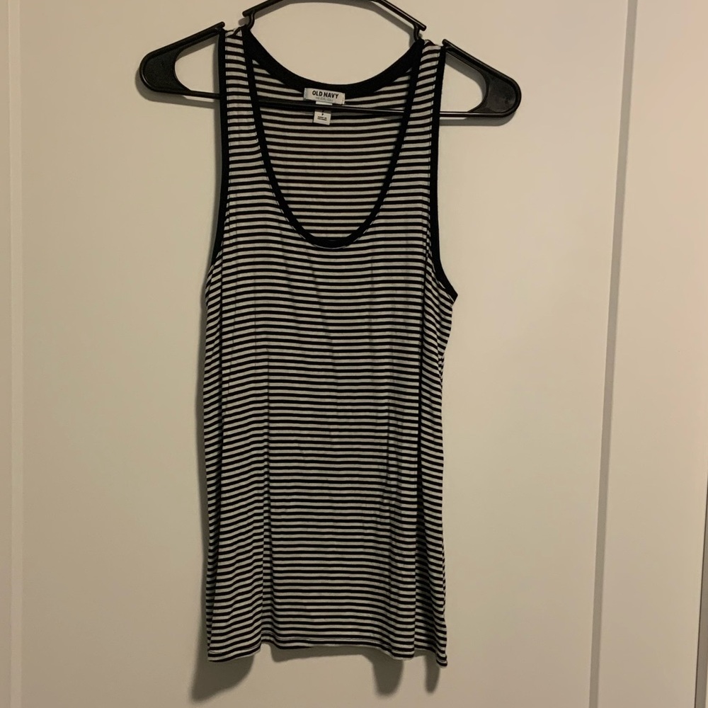 Black/white striped tank size S
